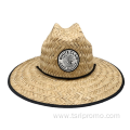 Beach straw sun hat with adjustable chin cord